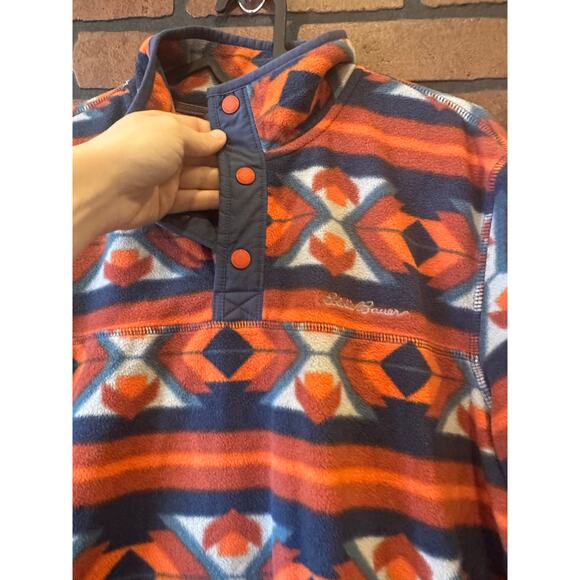 Eddie Bauer Pullover Mens Multicolored Fleece Aztec Southwestern Sweater SZ M - Picture 14 of 14